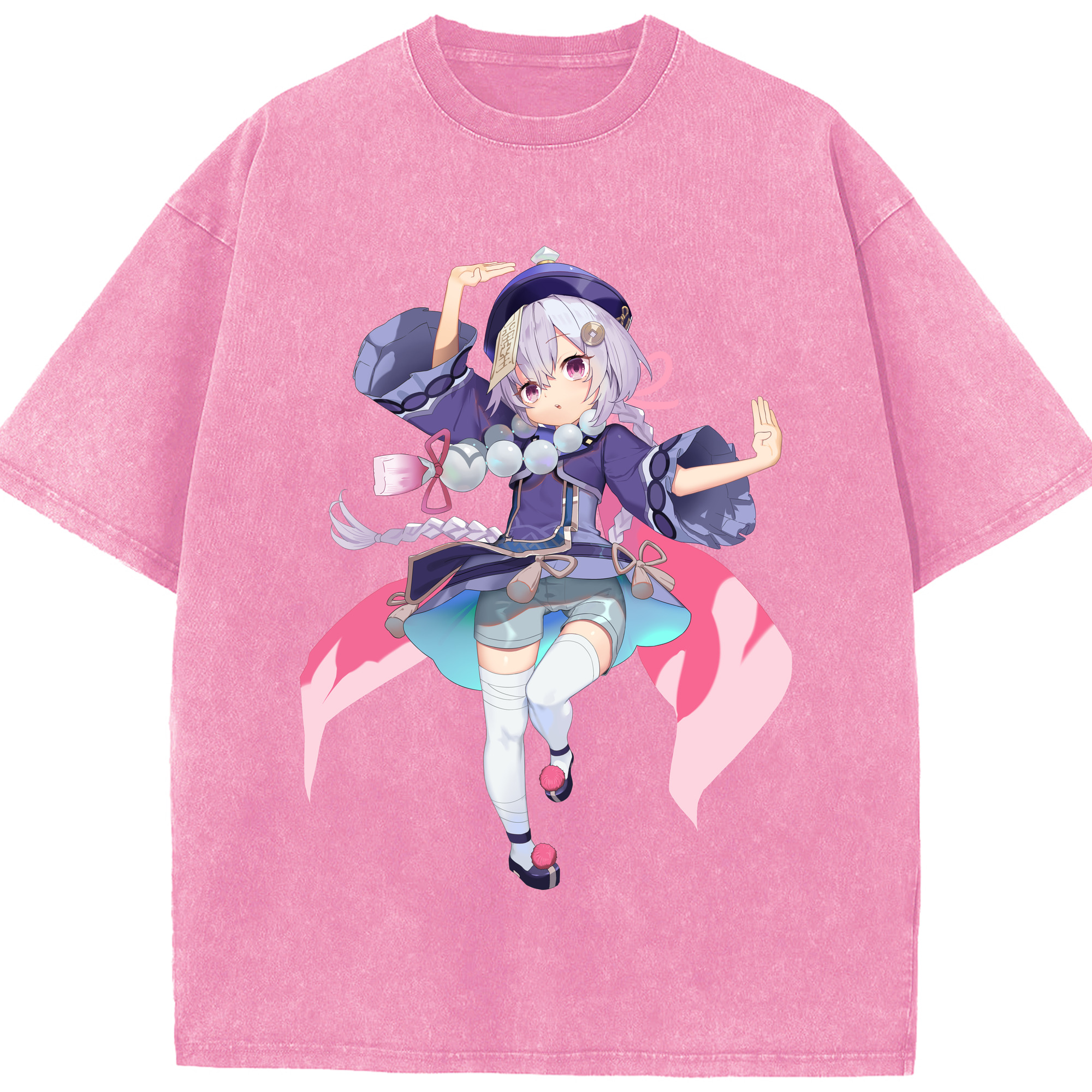 げんし神 七七 なな  genshin Nana 綿100% ヴィンテージ風 半袖Tシャツ（フロントプリント）